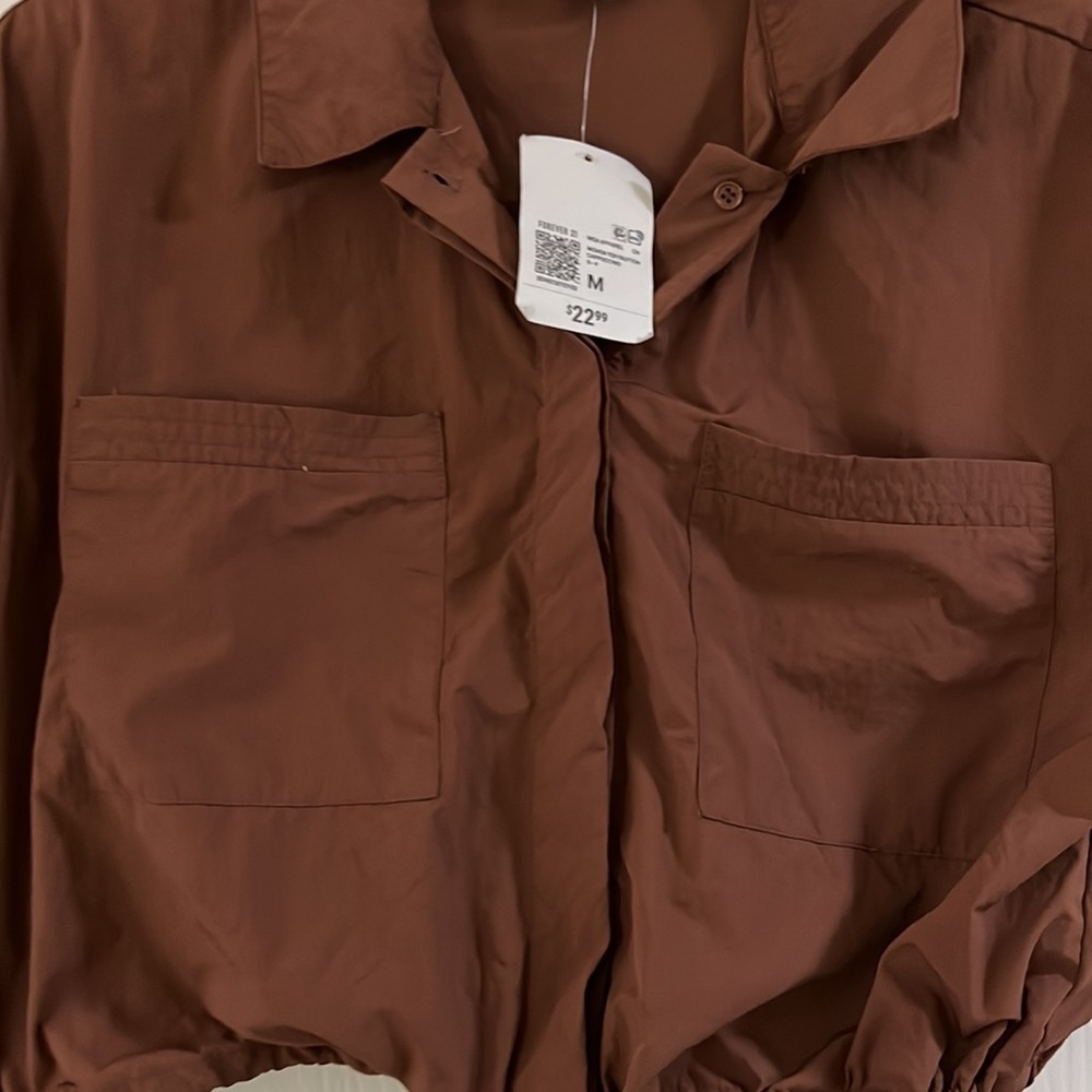 Forever 21 Woven Top/ Button Cappuccino Size M - Picture 5 of 9